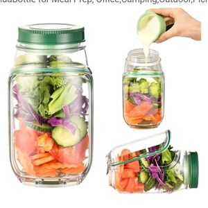 NIB Green Salad Pod Mason Jar with Leakproof Dressing Cup